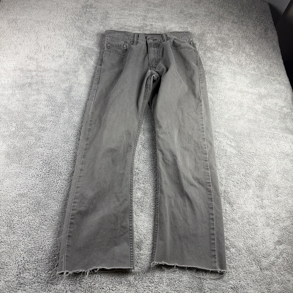 Levis 514 Straight‎ Leg Jeans Mens 26x25.5 Gray Low Rise 100% Cotton Raw Hem